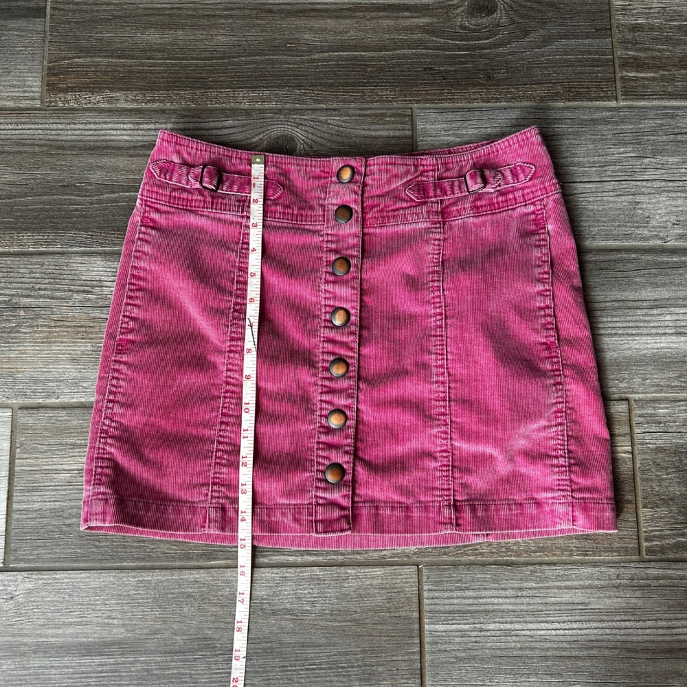 VTG GAP Corduroy Mini Skirt Button Front Pink Adjustable Women's Size 6 Y2K - Picture 2 of 6